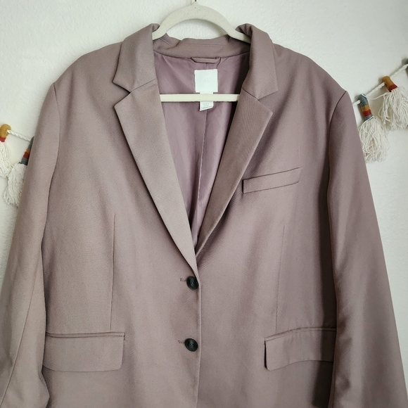 H&M Oversized Double Breasted Blazer Dusty Rose Contemporary Business Casual XL - Picture 3 of 11